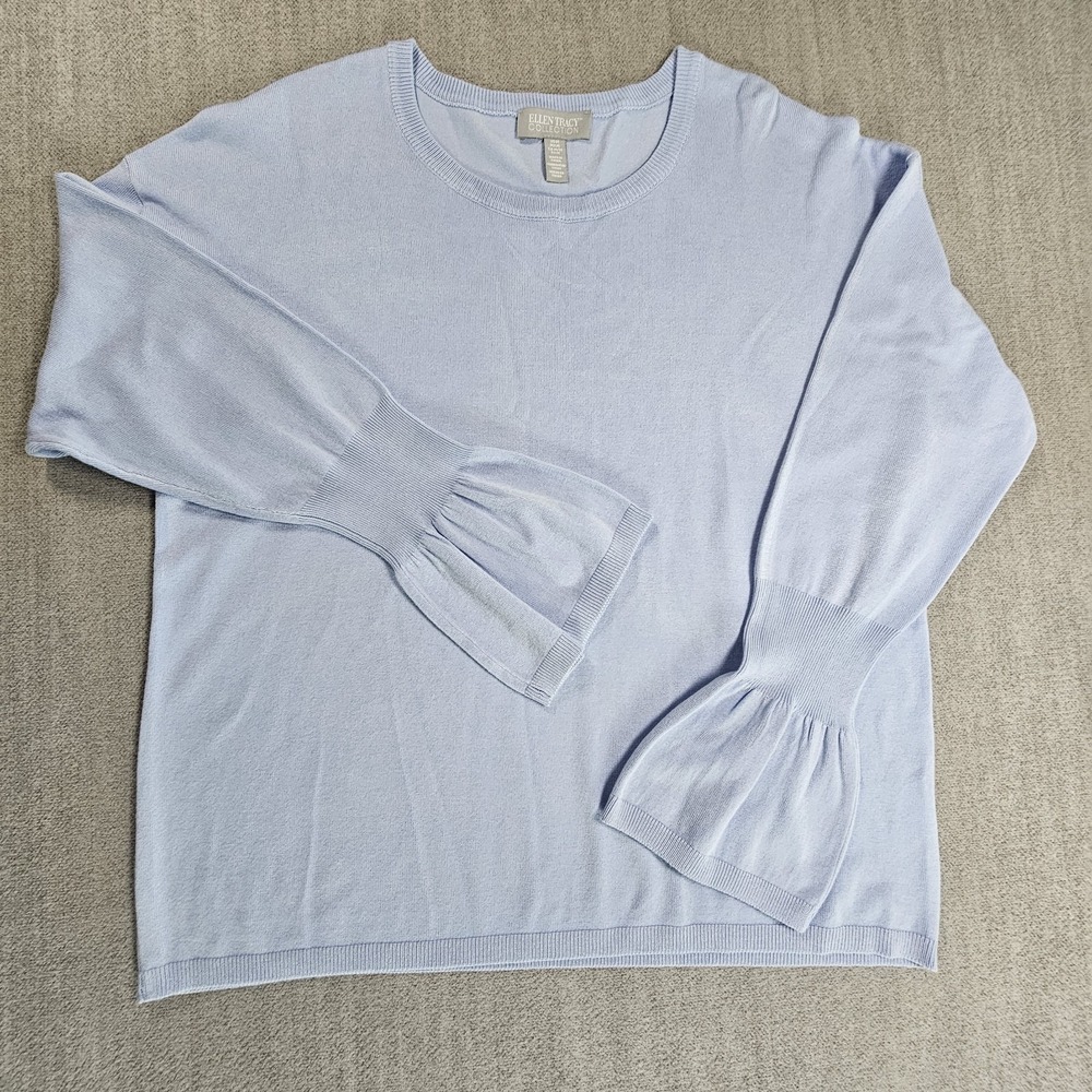 Ellen Tracy Light Sweater Womens Medium Baby Blue Color Bell Sleeve NWOT